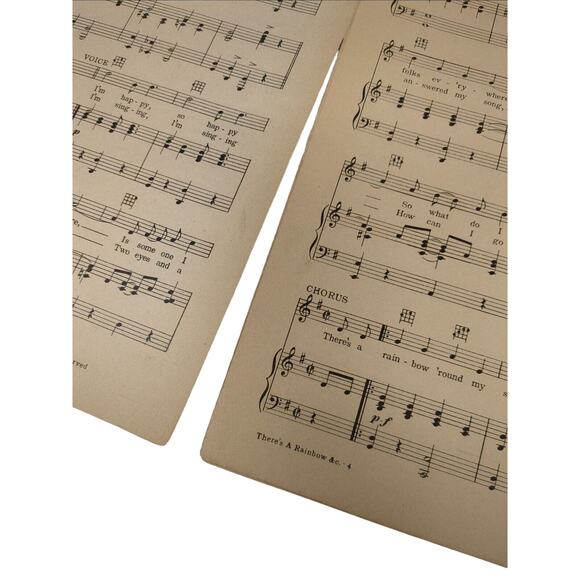 1928 Theres A Rainbow Round My Shoulder Piano Sheet Music Al Jolson - Picture 6 of 11